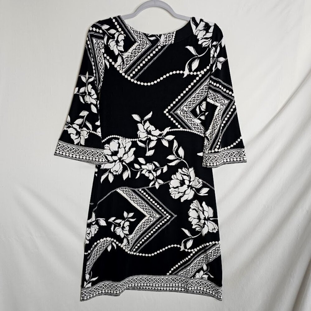 WHITE HOUSE BLACK MARKET 3/4 Sleeve Dress size S BLACK & WHITE FLORAL CLEARANCE! - Picture 6 of 7